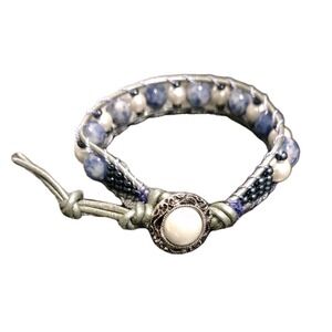 Single Wrap Beaded Leather Bracelet